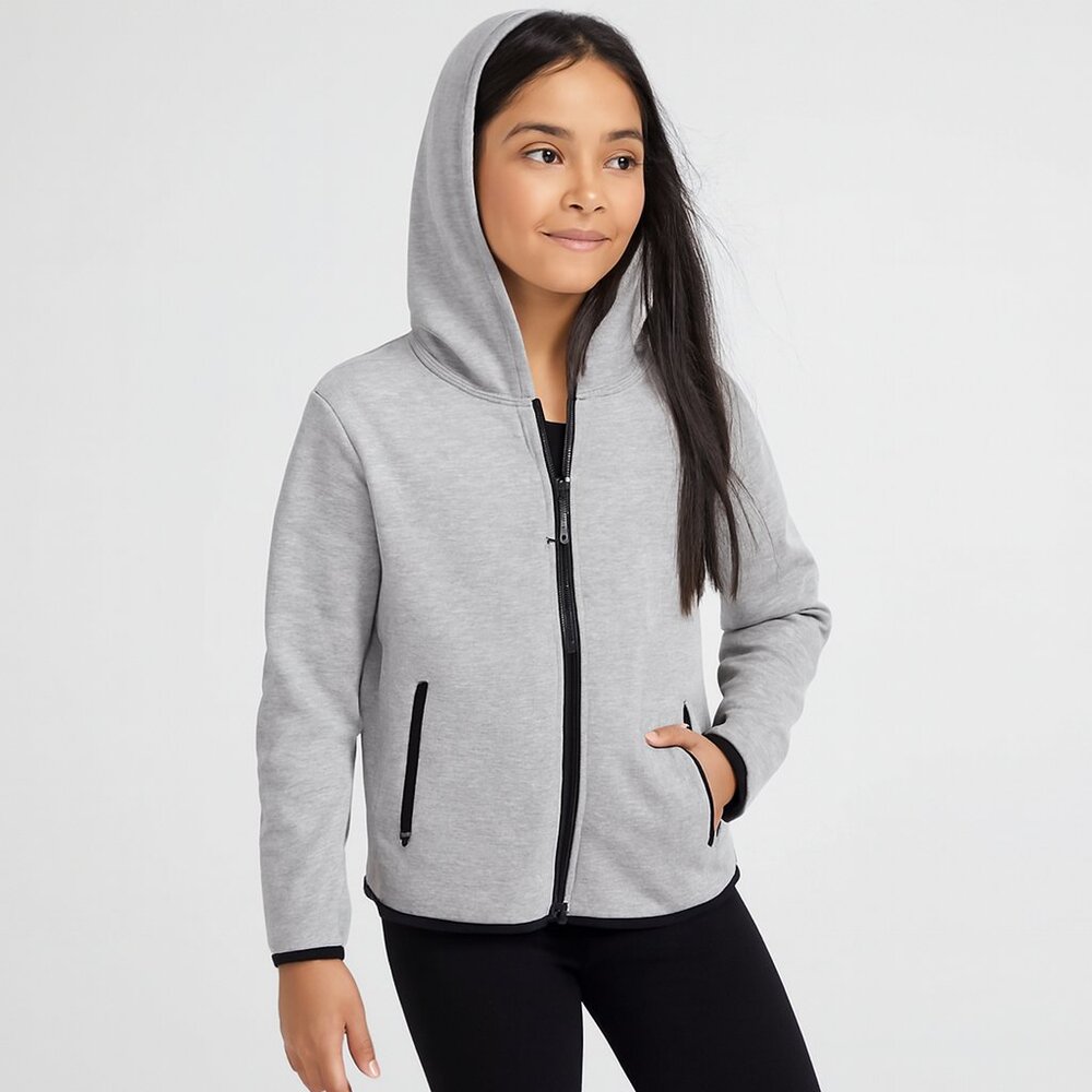 Champion Boys Victory Fleece Hoodie Jacket Gray Zip Up Activewear Large 10/12 - Picture 2 of 12